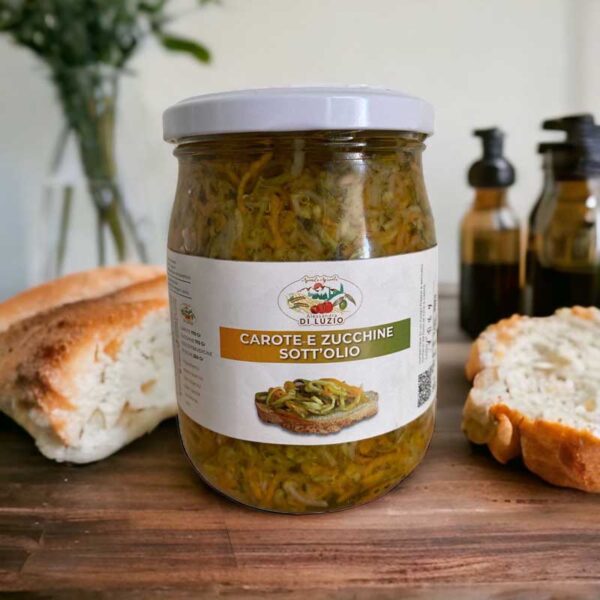 Carote e zucchine sott’olio in agrodolce – 500g